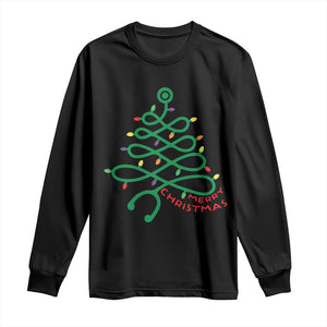 Funny Merry Christmas Nurse Long Sleeve Shirt Stethoscope Xmas Tree TS11 Black Print Your Wear