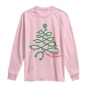 Funny Merry Christmas Nurse Long Sleeve Shirt Stethoscope Xmas Tree TS11 Light Pink Print Your Wear