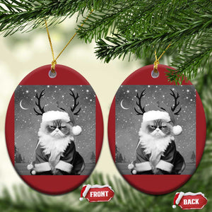 Funny Xmas Santa Grumpy Cat Christmas Ornament TS11 Oval Red Print Your Wear