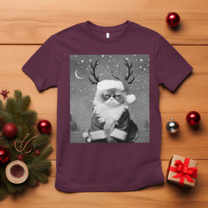 Funny Christmas Santa Grumpy Cat T Shirt TS11 Maroon Print Your Wear