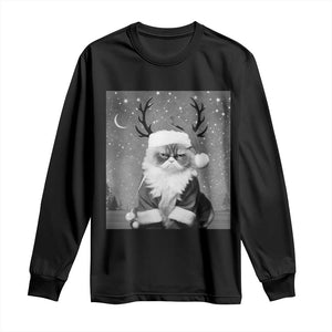 Funny Christmas Santa Grumpy Cat Long Sleeve Shirt TS11 Black Print Your Wear