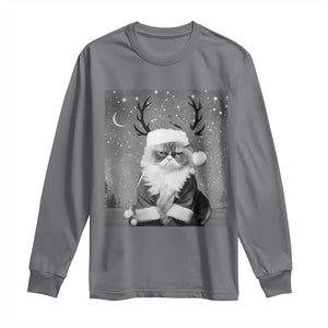 Funny Christmas Santa Grumpy Cat Long Sleeve Shirt TS11 Charcoal Print Your Wear