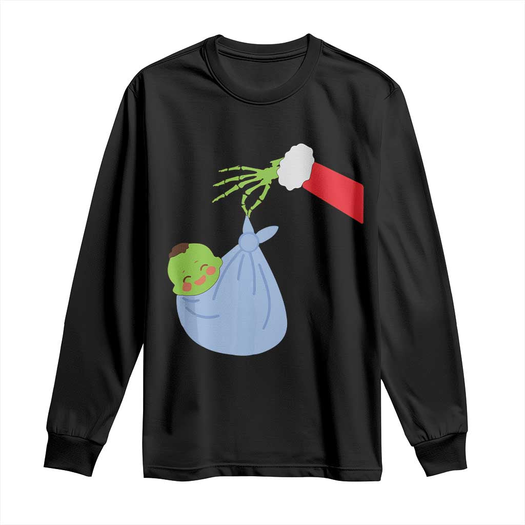 Funny NICU Labor Delivery Nurse Christmas Santa Green Baby Long Sleeve Shirt TS11 Black Print Your Wear