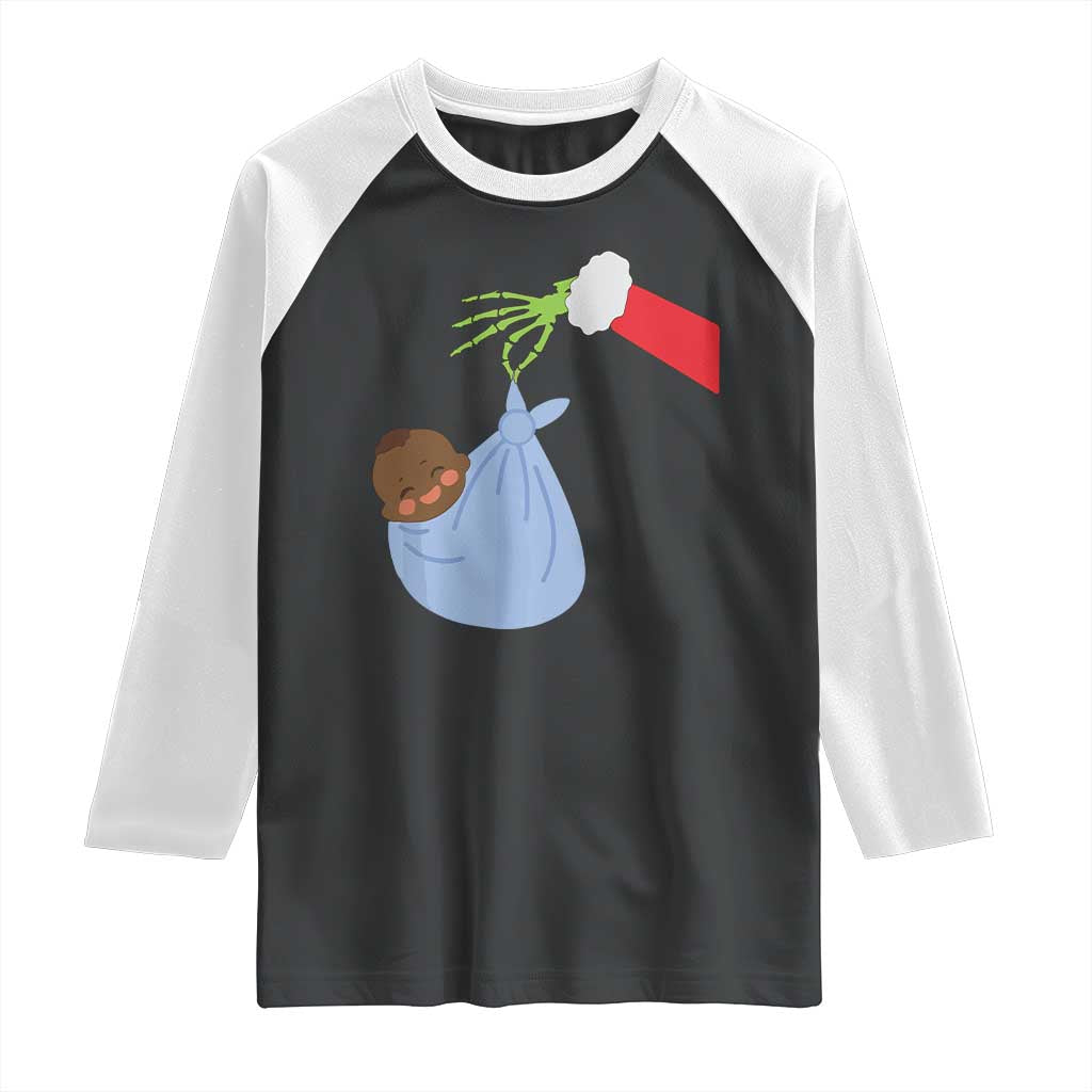 Funny NICU Labor Delivery Nurse Christmas Santa Black Baby Raglan Shirt TS11 Black White Print Your Wear