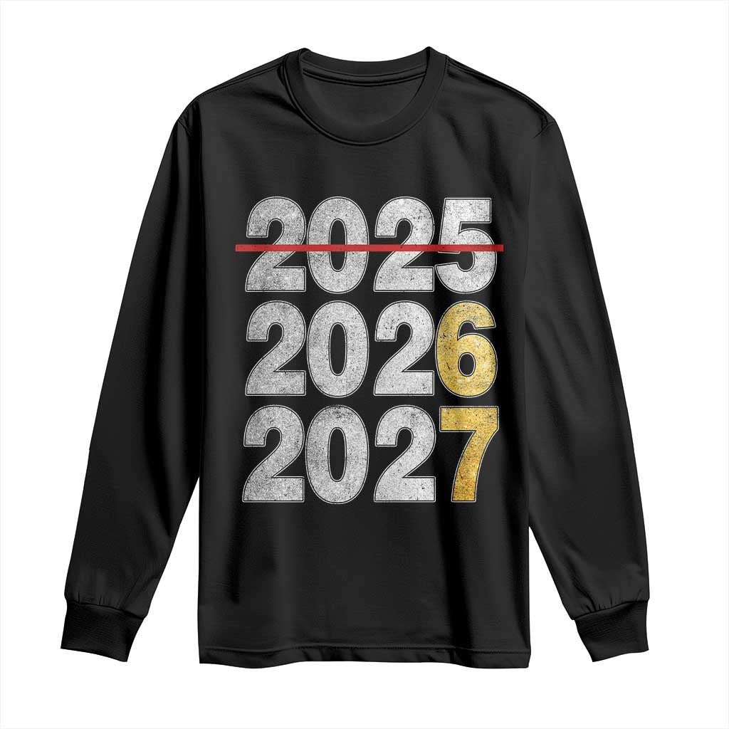 Funny 67 New Year Long Sleeve Shirt Happy New Year 2026 2027 Six Seven Meme Faux Glitter Effect Printed TS11 Black Print Your Wear