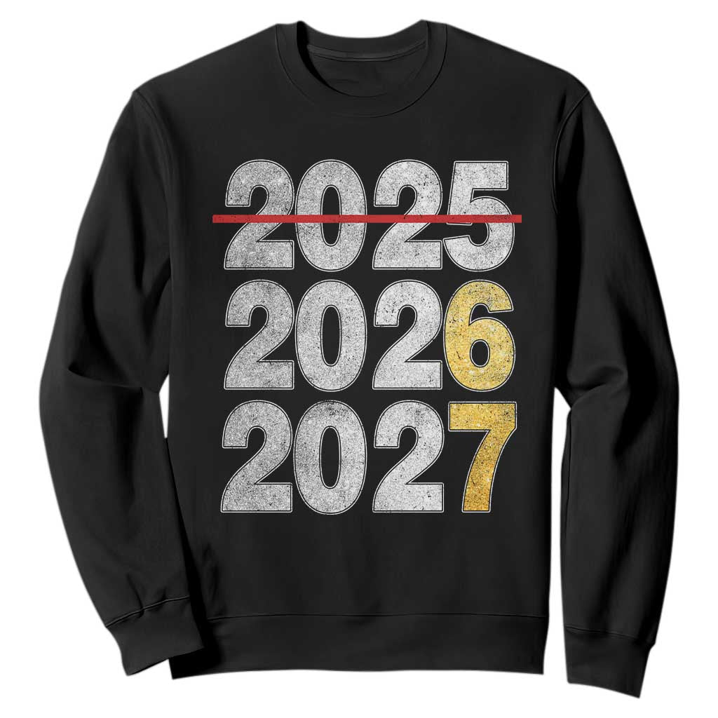 Funny 67 New Year Sweatshirt Happy New Year 2026 2027 Six Seven Meme Faux Glitter Effect Printed TS11 Black Print Your Wear