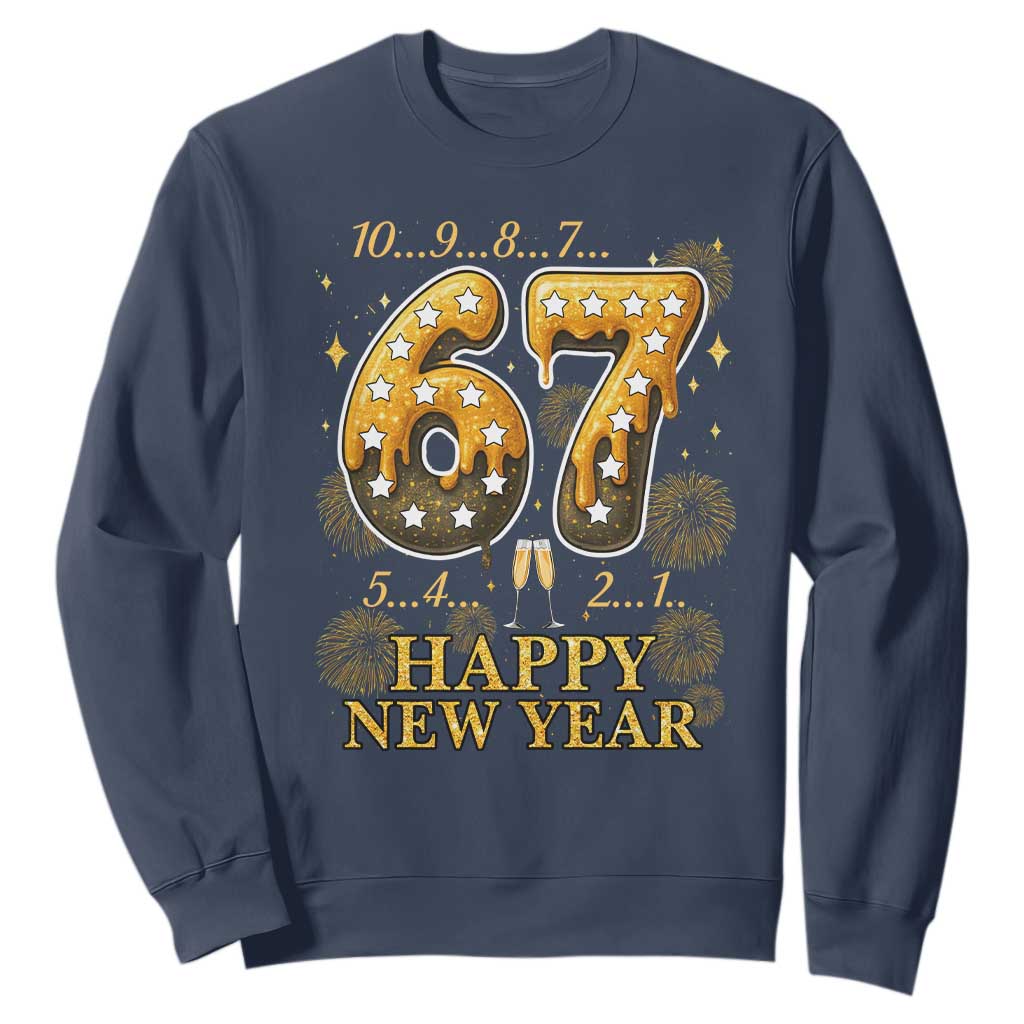 Funny 67 New Years Eve Sweatshirt Countdown New Year Party 2026 Six Seven Meme TS11 Navy Print Your Wear