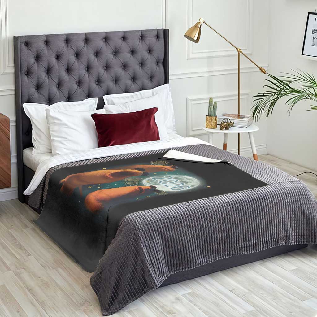 Funny Marcus The Worm New Year Throw Blanket Happy New Year 2026 Moon NYE Party TS11 Print Your Wear