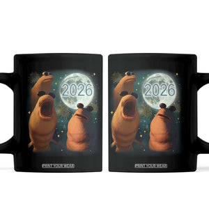 Funny Marcus The Worm New Year Coffee Mug Happy New Year 2026 Moon NYE Party TS11 Black Print Your Wear