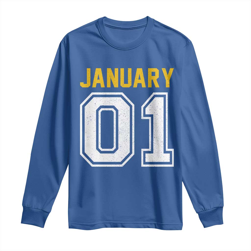 Funny January 01 New Years Eve Party Long Sleeve Shirt TS11 Royal Blue Print Your Wear