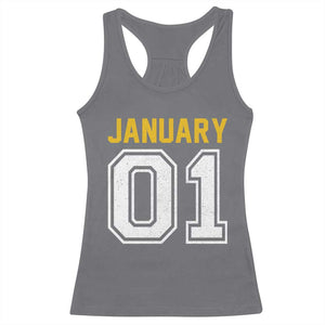 Funny January 01 New Years Eve Party Racerback Tank Top TS11 Charcoal Print Your Wear