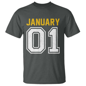 Funny January 01 New Years Eve Party T Shirt TS11 Dark Heather Print Your Wear