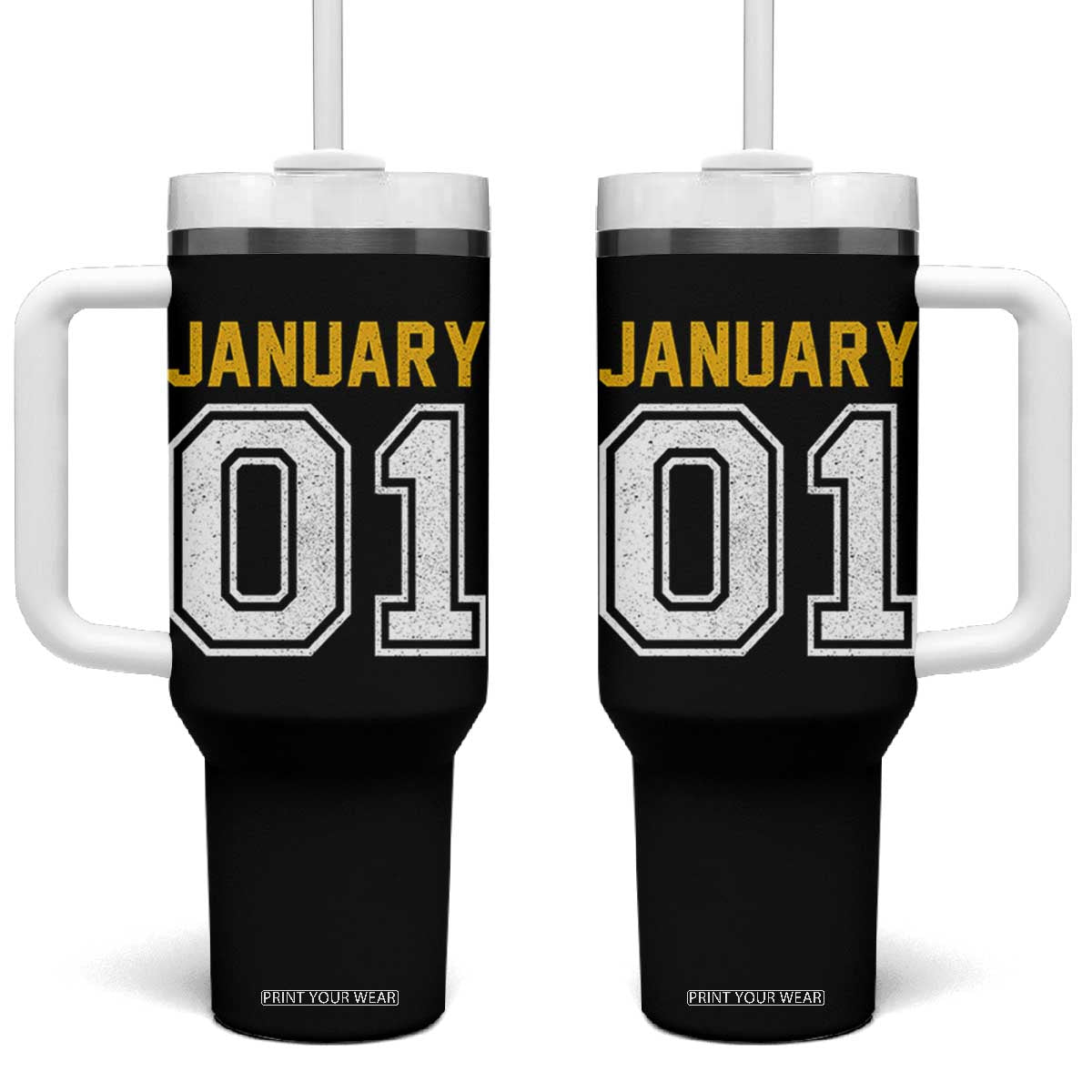 Funny January 01 New Years Eve Party Tumbler With Handle TS11 One Size: 40 oz Black Print Your Wear