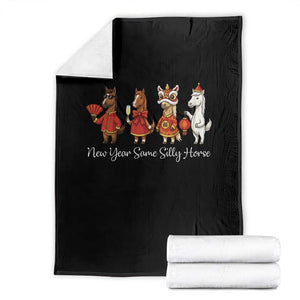 Funny Chinese New Year 2026 Throw Blanket New Year Same Silly Horse TS11 Black Print Your Wear