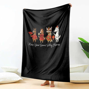 Funny Chinese New Year 2026 Throw Blanket New Year Same Silly Horse TS11 Print Your Wear