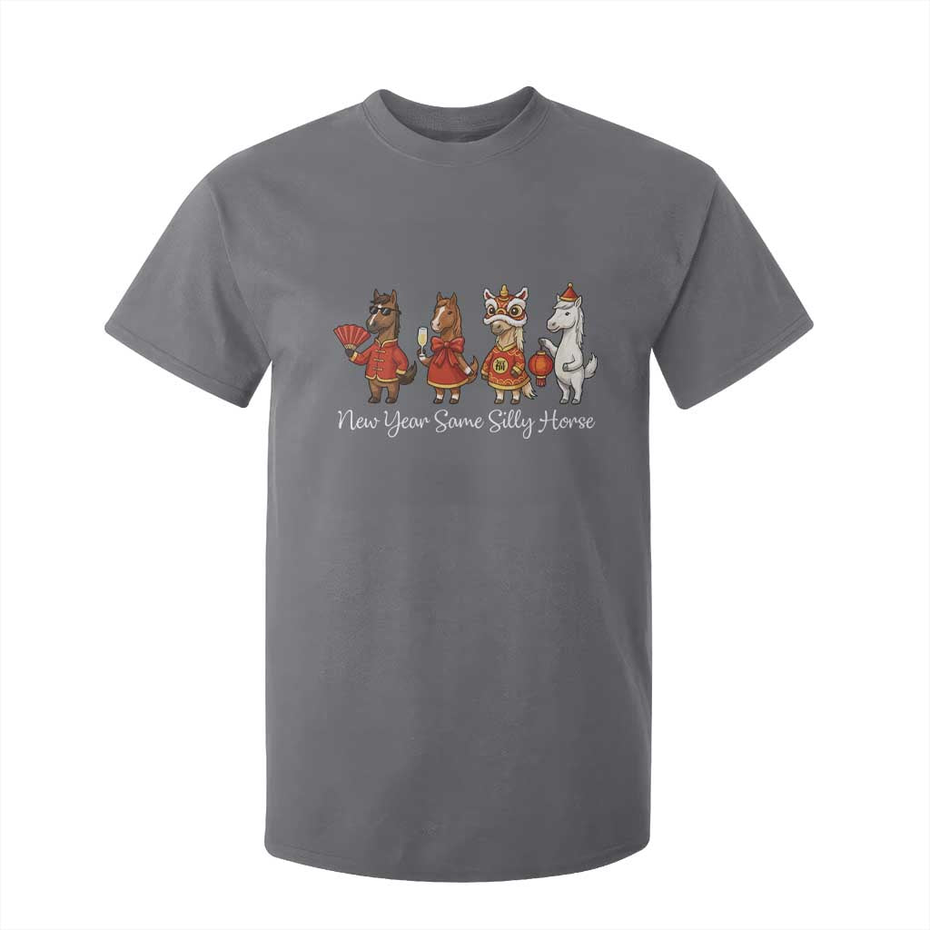 Funny Chinese New Year 2026 T Shirt For Kid New Year Same Silly Horse TS11 Charcoal Print Your Wear