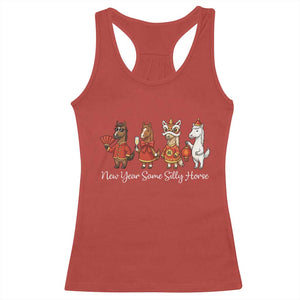 Funny Chinese New Year 2026 Racerback Tank Top New Year Same Silly Horse TS11 Red Print Your Wear