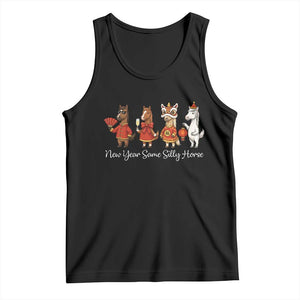 Funny Chinese New Year 2026 Tank Top New Year Same Silly Horse TS11 Black Print Your Wear