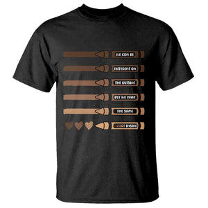 Melanin Black Teacher T Shirt We Can Be Different On The Outside But We Have The Same Heart Inside TS11 Black Print Your Wear