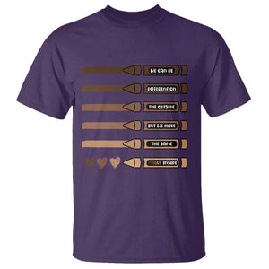Melanin Black Teacher T Shirt We Can Be Different On The Outside But We Have The Same Heart Inside TS11 Purple Print Your Wear