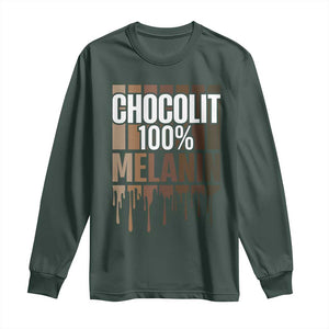 Funny Chocolit 100% Long Sleeve Shirt African American Melanin Black Pride TS11 Dark Forest Green Print Your Wear