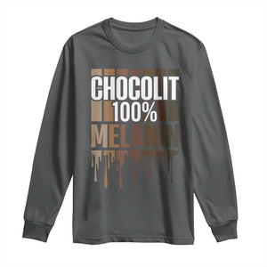 Funny Chocolit 100% Long Sleeve Shirt African American Melanin Black Pride TS11 Dark Heather Print Your Wear