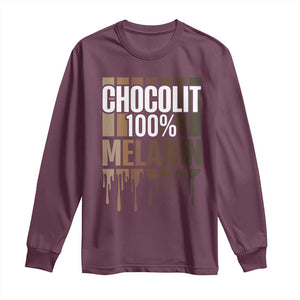 Funny Chocolit 100% Long Sleeve Shirt African American Melanin Black Pride TS11 Maroon Print Your Wear