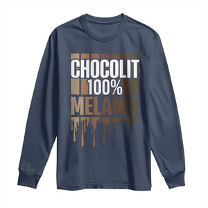 Funny Chocolit 100% Long Sleeve Shirt African American Melanin Black Pride TS11 Navy Print Your Wear