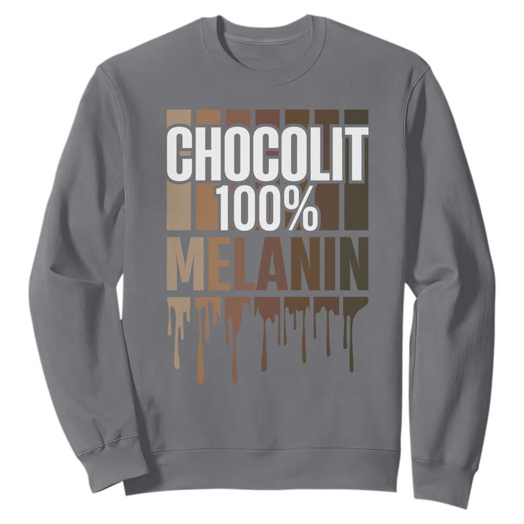 Funny Chocolit 100% Sweatshirt African American Melanin Black Pride TS11 Charcoal Print Your Wear