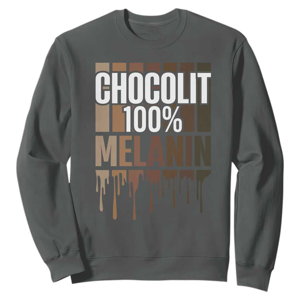 Funny Chocolit 100% Sweatshirt African American Melanin Black Pride TS11 Dark Heather Print Your Wear