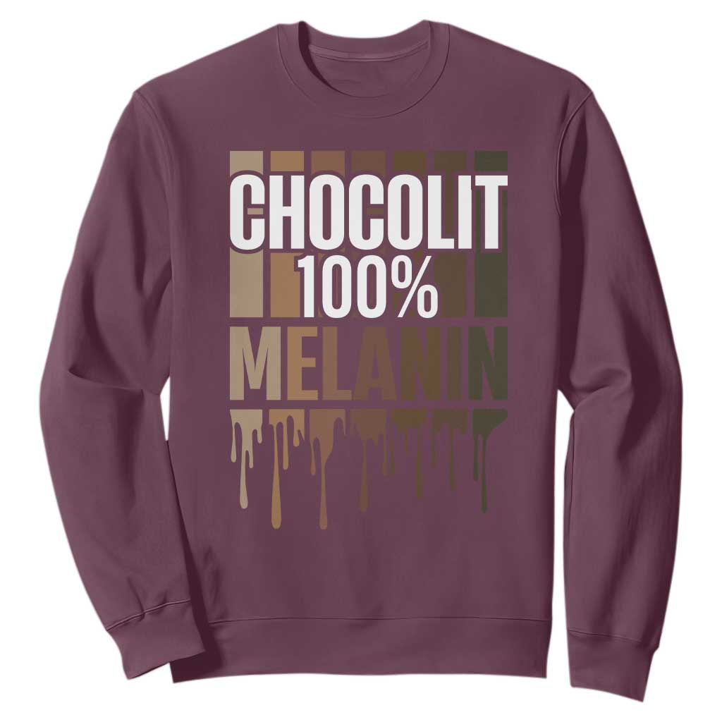 Funny Chocolit 100% Sweatshirt African American Melanin Black Pride TS11 Maroon Print Your Wear