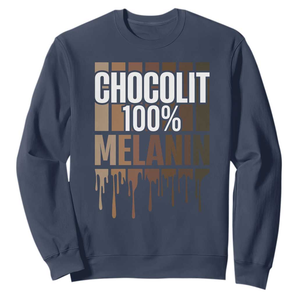Funny Chocolit 100% Sweatshirt African American Melanin Black Pride TS11 Navy Print Your Wear