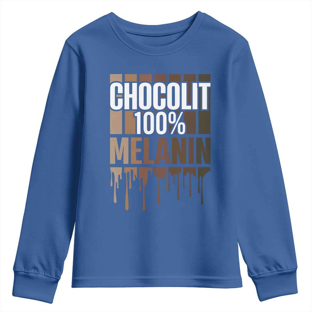 Funny Chocolit 100% Youth Sweatshirt African American Melanin Black Pride TS11 Royal Blue Print Your Wear