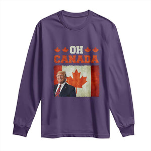 Funny Trump 2025 Oh Canada Long Sleeve Shirt Vintage Canadian Flag TS11 Purple Print Your Wear