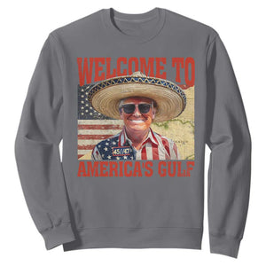 Funny Trump 2025 Welcome To America's Gulf Sweatshirt Vintage American Flag Sombrero Hat