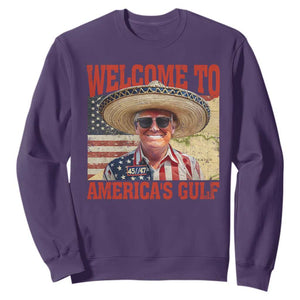 Funny Trump 2025 Welcome To America's Gulf Sweatshirt Vintage American Flag Sombrero Hat