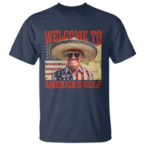 Funny Trump 2025 Welcome To America's Gulf T Shirt Vintage American Flag Sombrero Hat