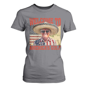 Funny Trump 2025 Welcome To America's Gulf T Shirt For Women Vintage American Flag Sombrero Hat