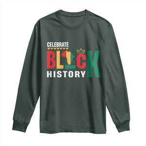 Celebrate Black History Long Sleeve Shirt African American History Africa Map TS11 Dark Forest Green Print Your Wear