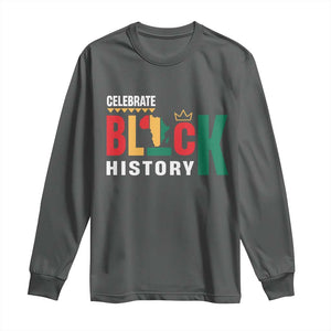 Celebrate Black History Long Sleeve Shirt African American History Africa Map TS11 Dark Heather Print Your Wear