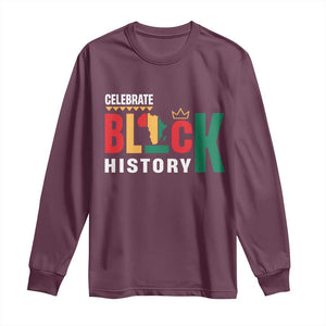 Celebrate Black History Long Sleeve Shirt African American History Africa Map TS11 Maroon Print Your Wear