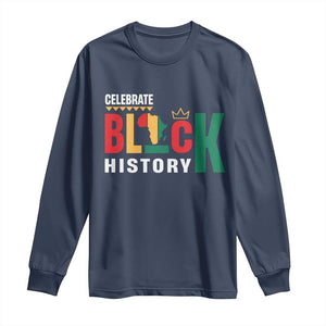 Celebrate Black History Long Sleeve Shirt African American History Africa Map TS11 Navy Print Your Wear