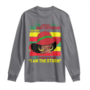 Proud Black African American Long Sleeve Shirt They Whispered To Her You Can't Withstand The Storm Black History Month TS11 Charcoal Print Your Wear