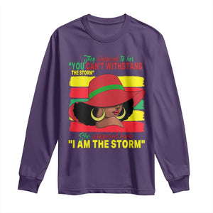 Proud Black African American Long Sleeve Shirt They Whispered To Her You Can't Withstand The Storm Black History Month TS11 Purple Print Your Wear