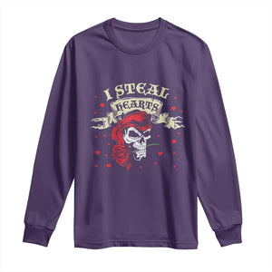 Funny Valentine's Day Pirate Long Sleeve Shirt I Steal Hearts Rose TS11 Purple Print Your Wear