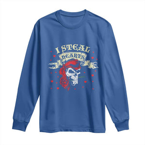 Funny Valentine's Day Pirate Long Sleeve Shirt I Steal Hearts Rose TS11 Royal Blue Print Your Wear