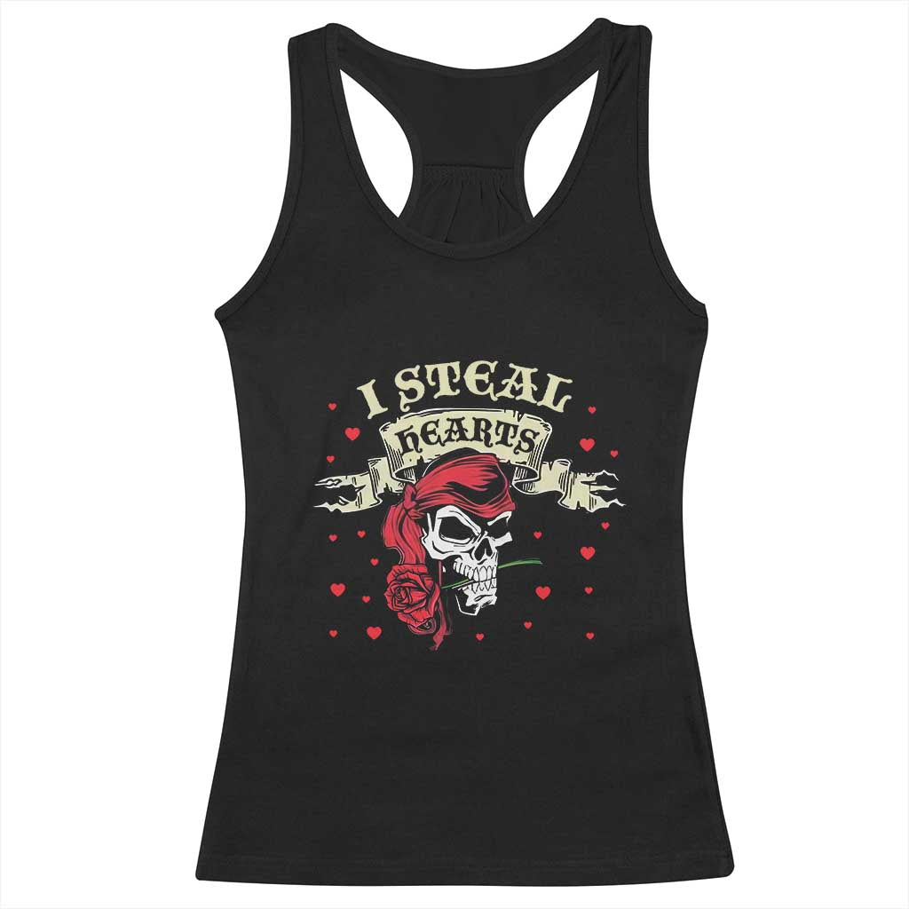 Funny Valentine's Day Pirate Racerback Tank Top I Steal Hearts Rose TS11 Black Print Your Wear