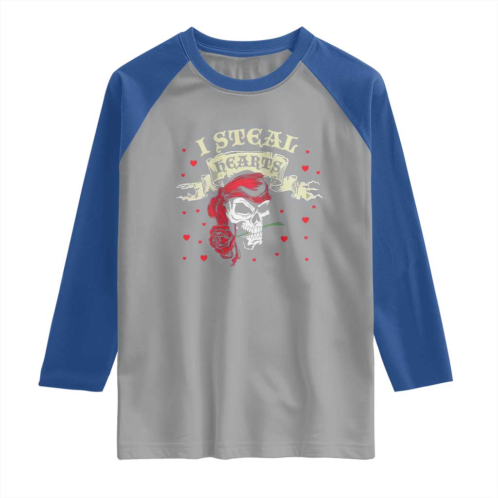 Funny Valentine's Day Pirate Raglan Shirt I Steal Hearts Rose TS11 Sport Gray Royal Print Your Wear