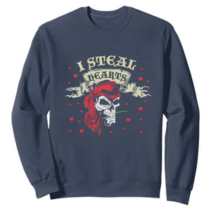 Funny Valentine's Day Pirate Sweatshirt I Steal Hearts Rose TS11 Navy Print Your Wear