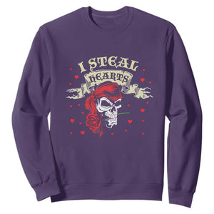 Funny Valentine's Day Pirate Sweatshirt I Steal Hearts Rose TS11 Purple Print Your Wear